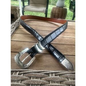 Onyx by Brighton Black Crocodile Embossed Men’s Belt 42